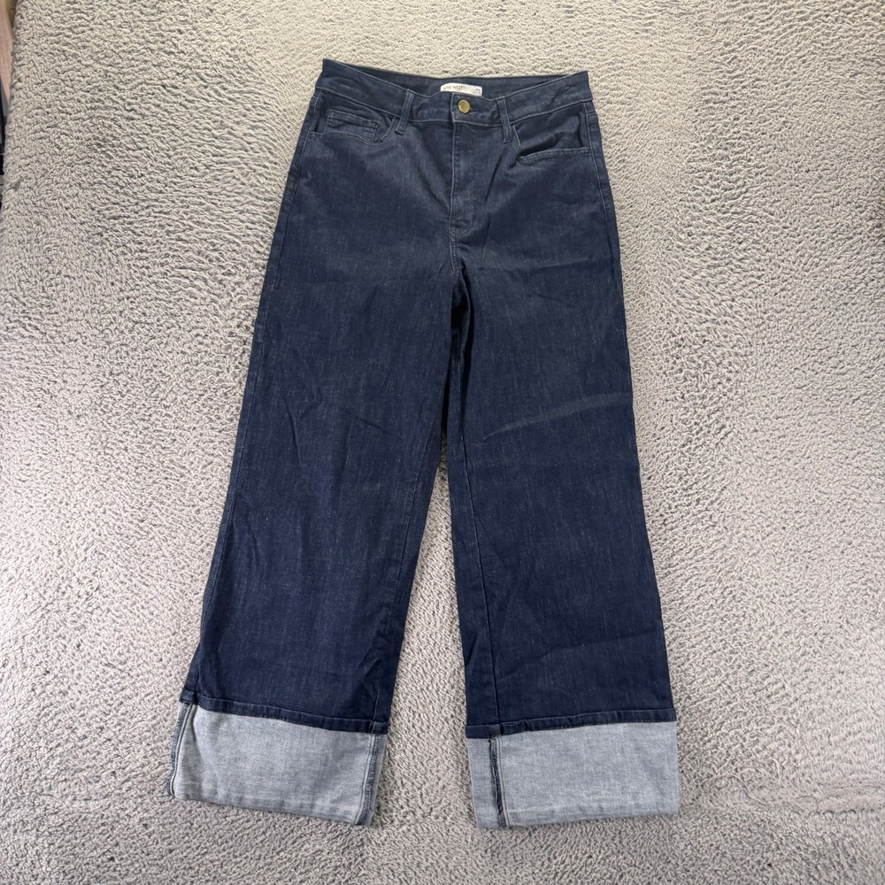 Nine West Jeans Womens 10 Blue Cotton Denim Wide Leg Streetwear Travel Stretch